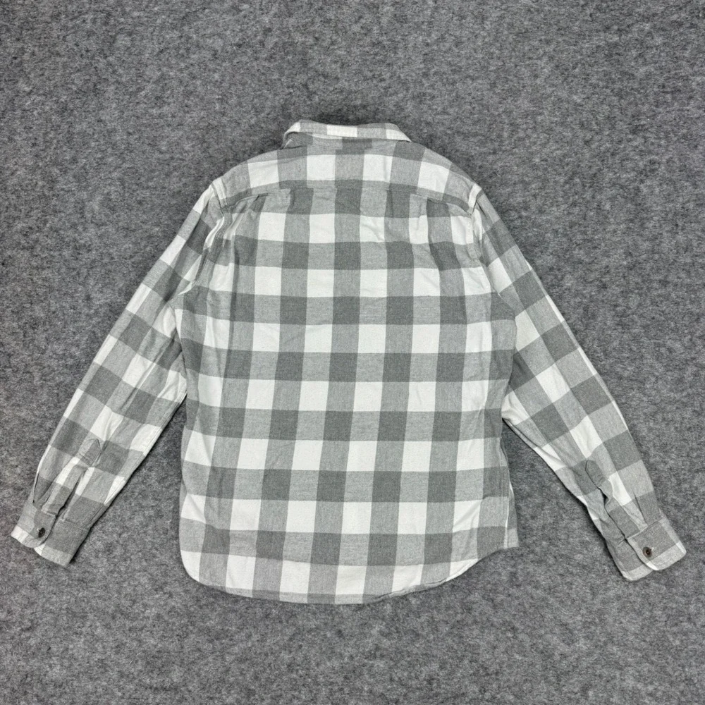 J Crew Classic Fit Double Brushed Flannel Shirt‎ Plaid Grey White Size Medium